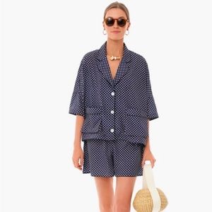 TUCKERNUCK Perry Swing Top NAVY POLKA DOT sz L